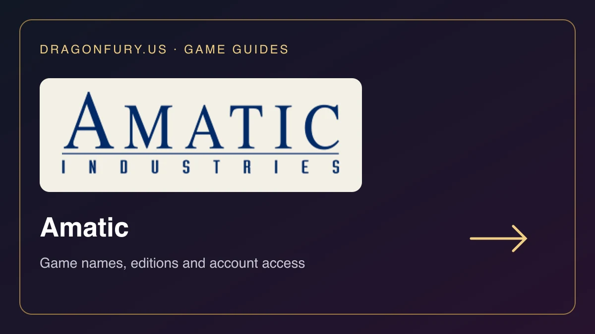 Amatic catalogue guide on DragonFury.us