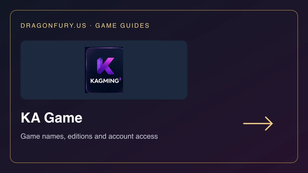 KA Game catalogue guide on DragonFury.us
