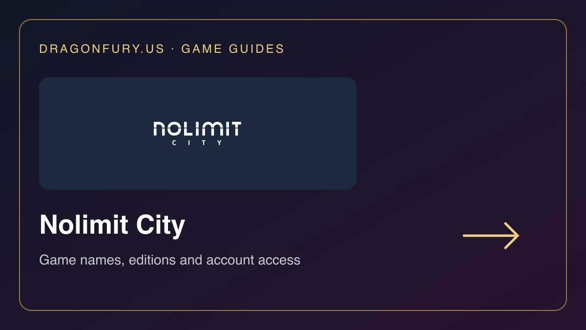 Nolimit City catalogue guide on DragonFury.us