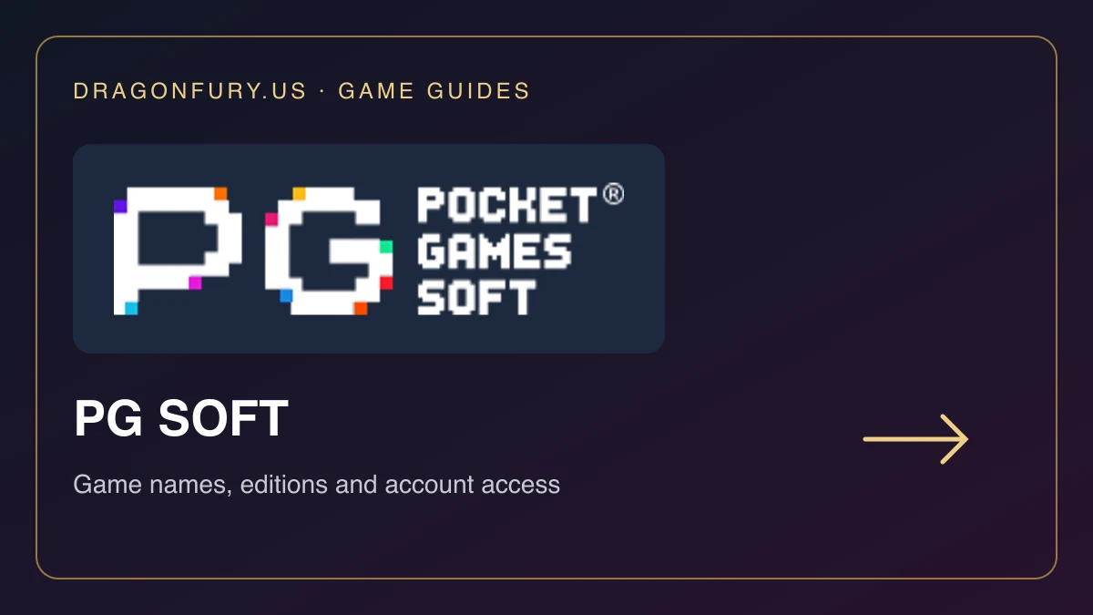 PG SOFT catalogue guide on DragonFury.us