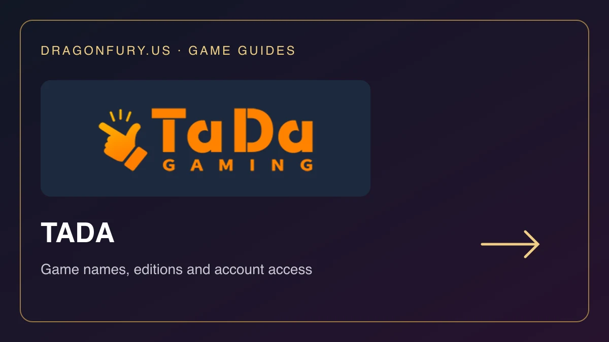 TADA catalogue guide on DragonFury.us